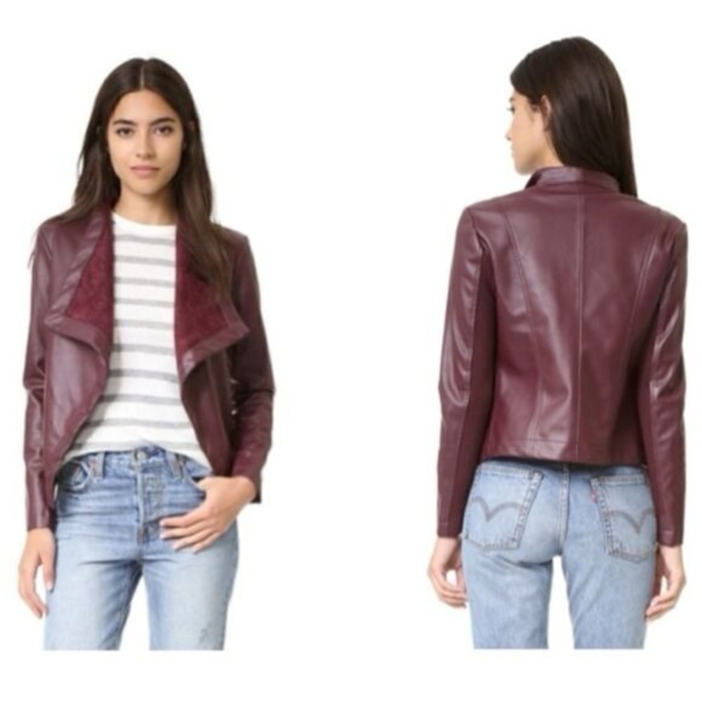 Le Chateau Burgundy Faux Leather Jacket
